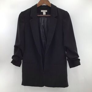 H&M Classic Gathered Sleeve Black Blazer